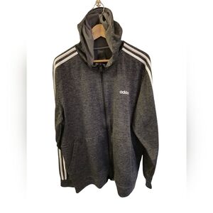 Adidas Men's Climawarm Full Zip Hoodie Fleece Lined Jacket Gray Size XL